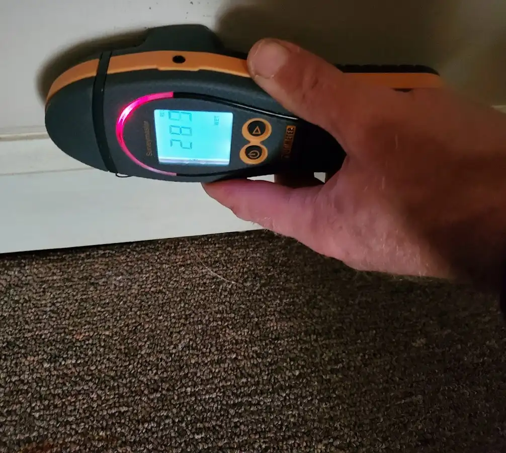 Moisture detection at baseboard during Mold Inspection & Testing in Cocoa Beach